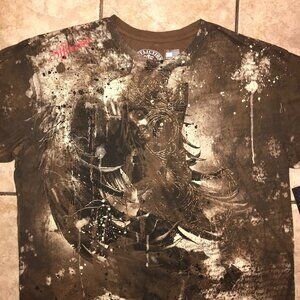 Men's Affliction Brown Short Sleeve T-shirt-Size 3XL